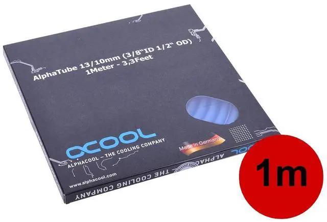 Alt view image 6 of 8 - Alphacool Alphatube HF Tubing 10mm ID, 13mm OD (3/8" ID, 1/2" OD), 1 meter, UV Blue, 13/10mm, PVC (1013846)