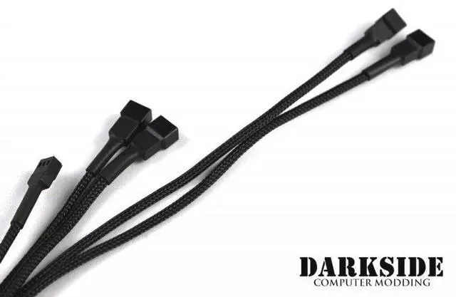Alt view image 5 of 5 - Darkside 3-Pin Dual Push-Pull Radiator Fan Power Y-Cable Splitter (4x Fans) - Jet Black, 40cm (DS-0099)