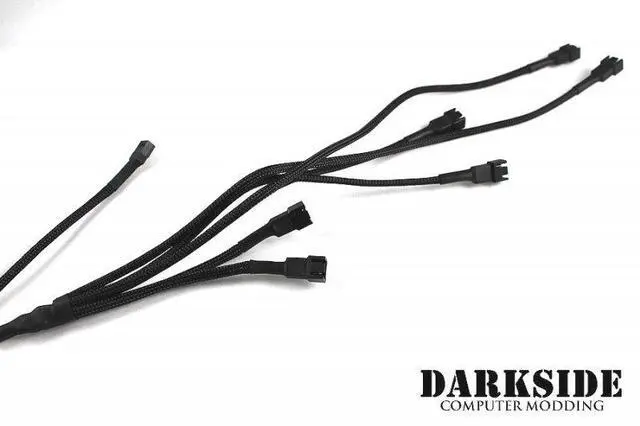 Alt view image 5 of 6 - Darkside 3-Pin Triple Push-Pull Radiator Fan Power Y-Cable Splitter (6x Fans) - Jet Black, 50cm (DS-0100)