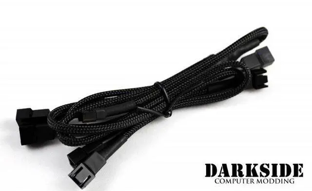 Alt view image 6 of 6 - Darkside 3-Pin Triple Push-Pull Radiator Fan Power Y-Cable Splitter (6x Fans) - Jet Black, 50cm (DS-0100)