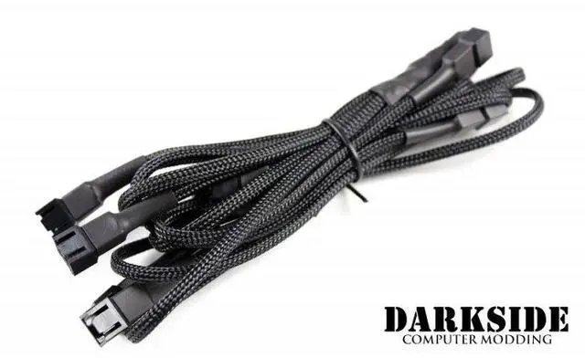 Alt view image 6 of 6 - Darkside 3-pin Quad Push-Pull Radiator Fan Power Y-Cable Splitter (8x Fans) - Jet Black, 75cm (DS-0101)