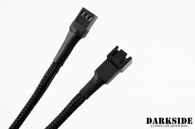 Alt view image 6 of 6 - Darkside 3-Pin 40cm (16") M/F Fan Sleeved Cable - Jet Black (DS-0517)