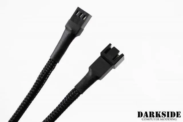 Alt view image 5 of 6 - Darkside 3-Pin 70cm (27") M/F Fan Sleeved Cable - Jet Black (DS-0519)