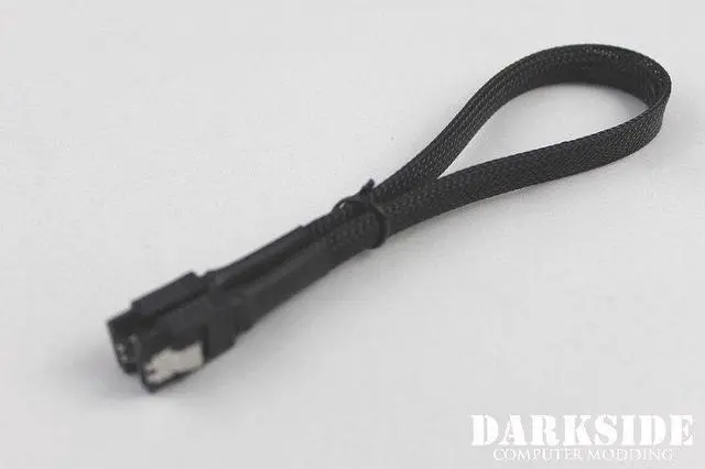 Alt view image 3 of 3 - Darkside 30cm (12") SATA 3.0 180° to 180° Data Cable with Latch - Jet Black (DS-0144)