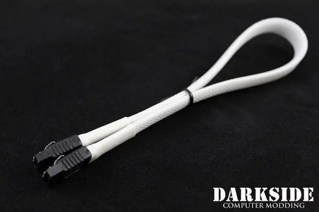 Alt view image 3 of 3 - Darkside 30cm (12") SATA 3.0 180° to 180° Data Cable with Latch - White (DS-0148)