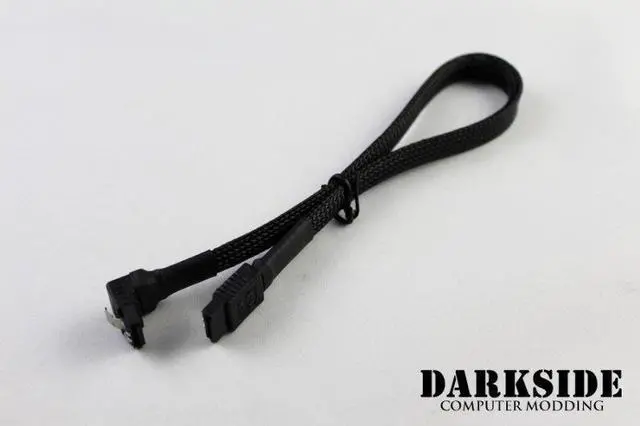 Alt view image 3 of 3 - Darkside 30cm (12") SATA 3.0 180° to 90° Data Cable with Latch - Jet Black (DS-0077)
