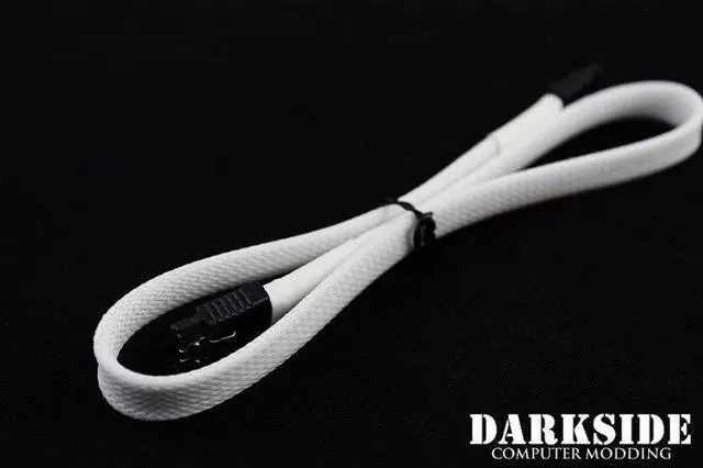 Alt view image 3 of 3 - Darkside 45cm (18") SATA 3.0 180° to 180° Data Cable with Latch - White (DS-0157)