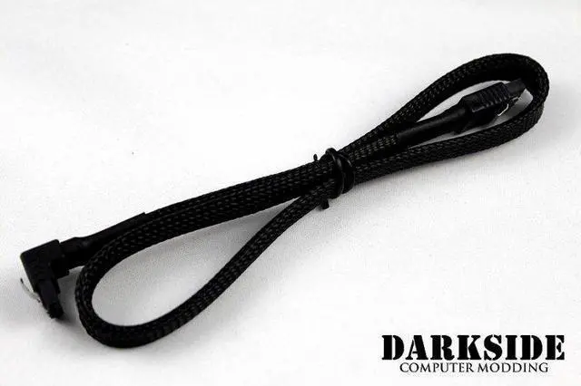 Alt view image 3 of 3 - Darkside 45cm (18") SATA 3.0 180° to 90° Data Cable with Latch - Jet Black (DS-0088)