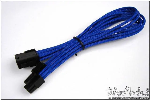 Alt view image 6 of 6 - Darkside 4+4 EPS 12" (30cm) HSL Single Braid Extension Cable - Blue UV, 4+4-Pin CPU (DS-0074)