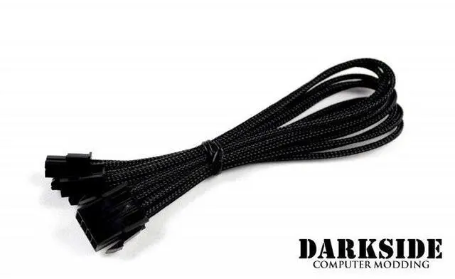 Alt view image 3 of 3 - Darkside 4+4 EPS 12" (30cm) HSL Single Braid Extension Cable - Jet Black, 4+4-Pin CPU (DS-0072)