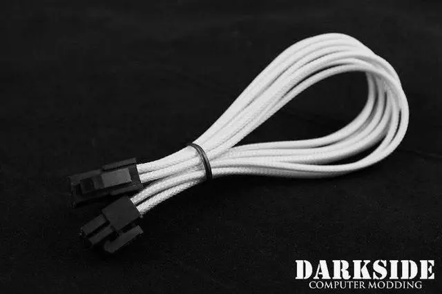 Alt view image 3 of 3 - Darkside 4+4 EPS 12" (30cm) HSL Single Braid Extension Cable - White, 4+4-Pin CPU (DS-0524)