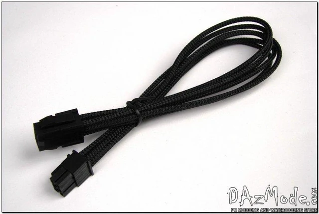 Alt view image 6 of 6 - Darkside 6-Pin PCI-E 12" (30cm) HSL Single Braid Extension Cable - Jet Black (DS-0180)