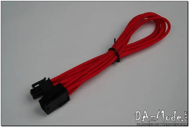 Alt view image 3 of 3 - Darkside 6-Pin PCI-E 12" (30cm) HSL Single Braid Extension Cable - Red UV (DS-0183)