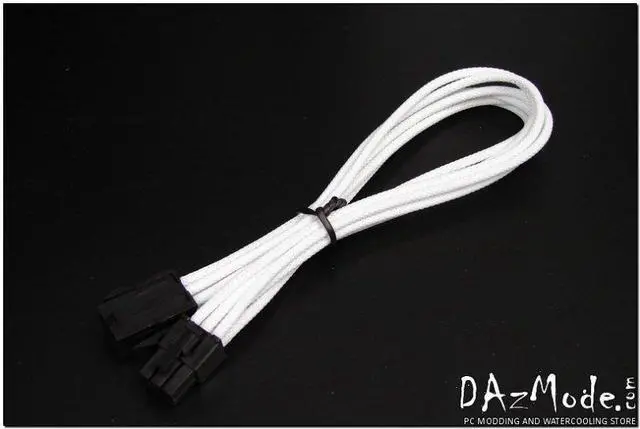 Alt view image 3 of 3 - Darkside 6-Pin PCI-E 12" (30cm) HSL Single Braid Extension Cable - White (DS-0070)