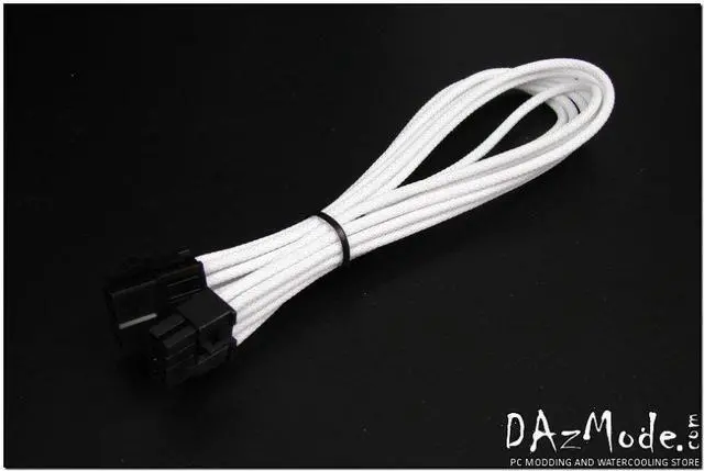 Alt view image 3 of 4 - Darkside 8-Pin PCI-E 12" (30cm) HSL Single Braid Extension Cable - White (DS-0676)
