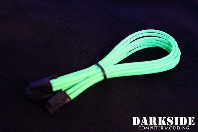 Alt view image 6 of 6 - Darkside 8-Pin PCI-E 12" (30cm) HSL Single Braid Extension Cable - Green UV (DS-0237)