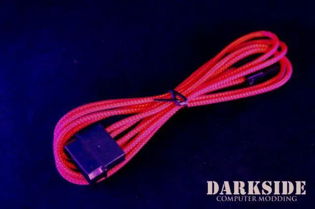 Alt view image 5 of 7 - Darkside 4-Pin MOLEX 12" (30cm) HSL Single Braid Extension Cable - Red UV (DS-0107)