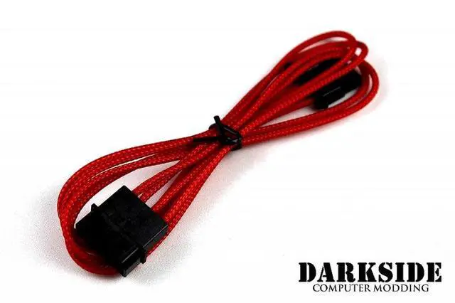 Alt view image 6 of 7 - Darkside 4-Pin MOLEX 12" (30cm) HSL Single Braid Extension Cable - Red UV (DS-0107)