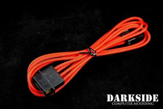 Alt view image 7 of 7 - Darkside 4-Pin MOLEX 12" (30cm) HSL Single Braid Extension Cable - Red UV (DS-0107)