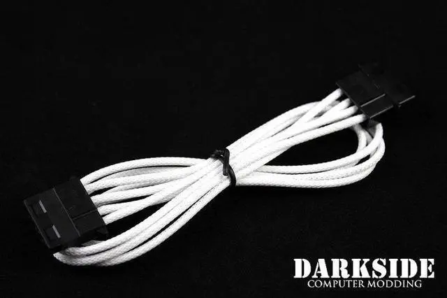 Alt view image 3 of 3 - Darkside 4-Pin MOLEX 12" (30cm) HSL Single Braid Extension Cable - White (DS-0110)