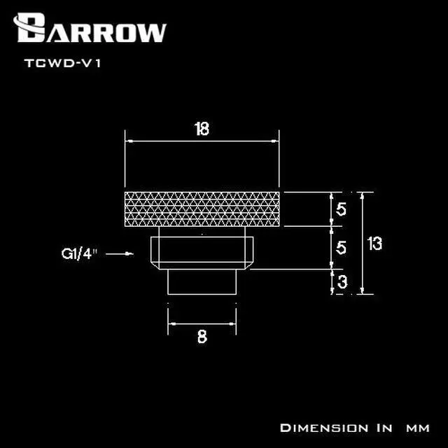Alt view image 7 of 7 - Barrow G1/4" 10K Temperature Sensor Stop Fitting, Black