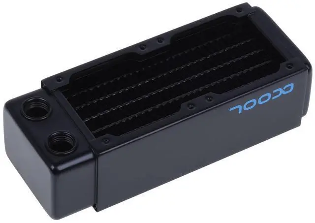 Alt view image 7 of 8 - Alphacool NexXxos XT45 Full Copper Radiator 120, 60mm x 2, Dual Fan, Black, G1/4, 45mm (1011595)