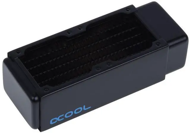 Alt view image 8 of 8 - Alphacool NexXxos XT45 Full Copper Radiator 120, 60mm x 2, Dual Fan, Black, G1/4, 45mm (1011595)