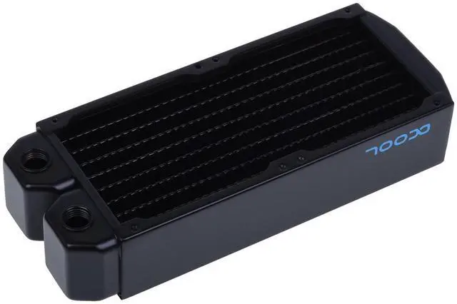 Alt view image 8 of 9 - Alphacool NexXxos XT45 Full Copper Radiator 184, 92mm x 2, Dual Fan, Black, G1/4, 45mm (1011598)