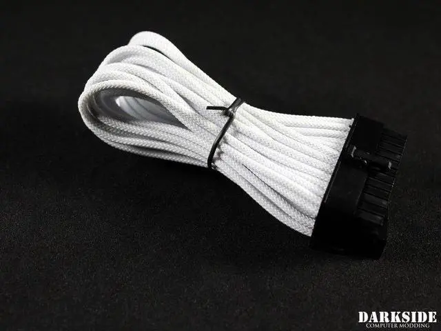 Alt view image 7 of 7 - Darkside 24-Pin ITX 7" (20cm) HSL Single Braid Extension Cable - White (DS-0634)