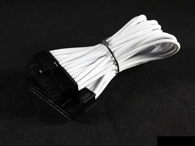 Alt view image 6 of 7 - Darkside 24-Pin ITX 7" (20cm) HSL Single Braid Extension Cable - White (DS-0634)