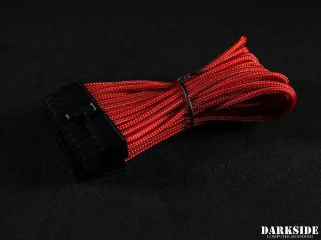 Alt view image 6 of 7 - Darkside 24-Pin ITX 7" (20cm) HSL Single Braid Extension Cable - Red (DS-0636)