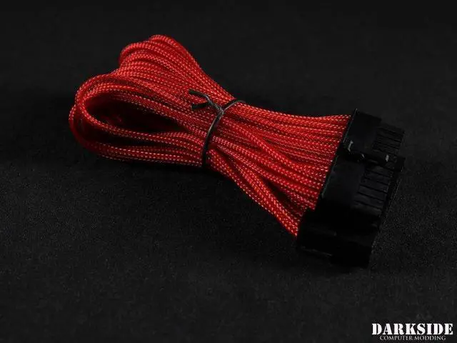 Alt view image 7 of 7 - Darkside 24-Pin ITX 7" (20cm) HSL Single Braid Extension Cable - Red (DS-0636)