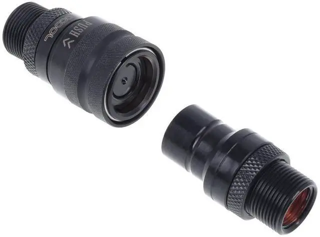Alt view image 11 of 12 - Alphacool Eiszapfen HF Quick Release Connector Kit with Double Bulkhead G1/4" Inner Thread, Deep Black