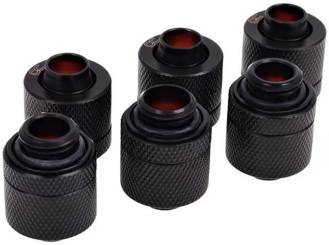 Alt view image 10 of 12 - Alphacool HF G1/4" to 10mm ID, 13mm OD Compression Fitting for Soft Tubing, Deep Black, 6-pack