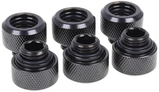 Alt view image 10 of 12 - Alphacool Eiszapfen G1/4" HardTube Compression Fitting for Plexi (Acrylic) / Brass Hard Tubes, 13mm OD, Deep Black, 6-pack