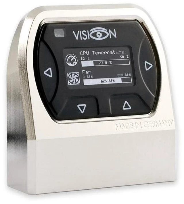 Alt view image 4 of 5 - Aquacomputer VISION Touch Table Top Controller with IR Receiver and Ambient Temp Sensor, Matte Nickel