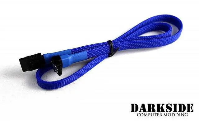 Alt view image 5 of 7 - Darkside 60cm (24") SATA 3.0 180° to 90° Data Cable with Latch - UV Blue (DS-0098)