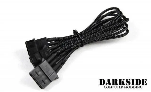 Alt view image 2 of 2 - Darkside MOLEX 4-Pin to 2x 4-Pin Single Sleeved Y-Cable - Jet Black (DS-0102)
