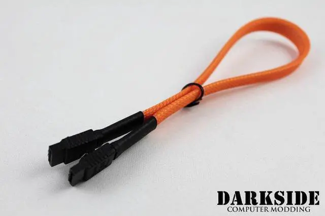 Alt view image 4 of 6 - Darkside 30cm (12") SATA 3.0 180° to 180° Data Cable with Latch - UV Orange (DS-0150)