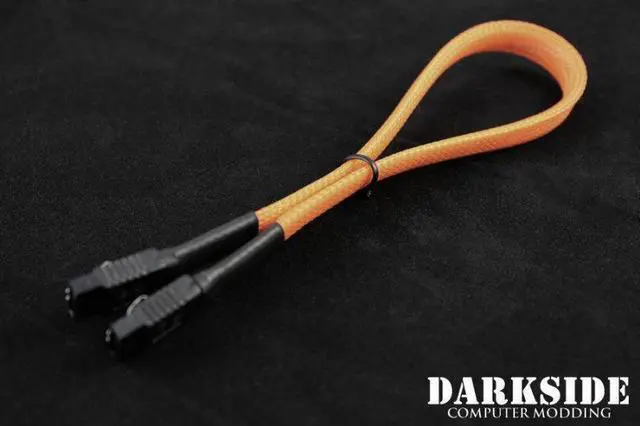 Alt view image 5 of 6 - Darkside 30cm (12") SATA 3.0 180° to 180° Data Cable with Latch - UV Orange (DS-0150)
