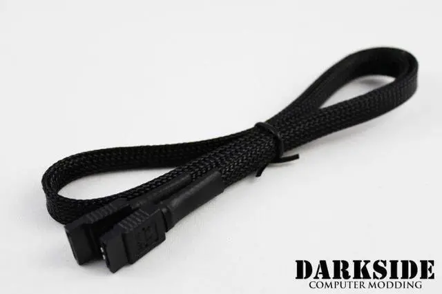 Alt view image 2 of 2 - Darkside 60cm (24") SATA 3.0 180° to 180° Data Cable with Latch - Jet Black (DS-0163)