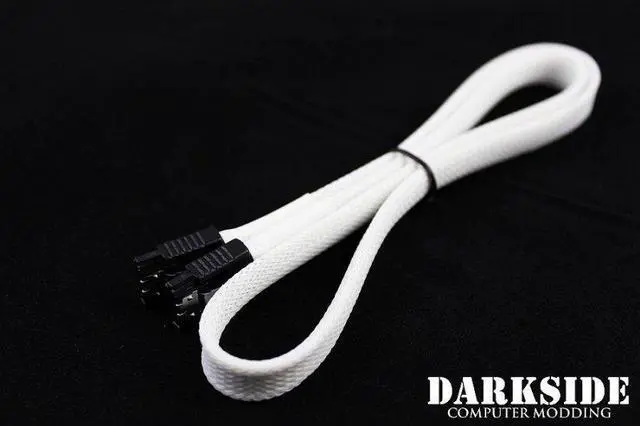 Alt view image 2 of 2 - Darkside 60cm (24") SATA 3.0 180° to 180° Data Cable with Latch - White (DS-0167)
