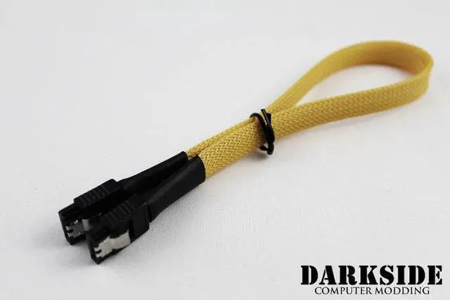 Alt view image 3 of 4 - Darkside 30cm (12") SATA 3.0 180° to 180° Data Cable with Latch -Yellow Sand (DS-0193)