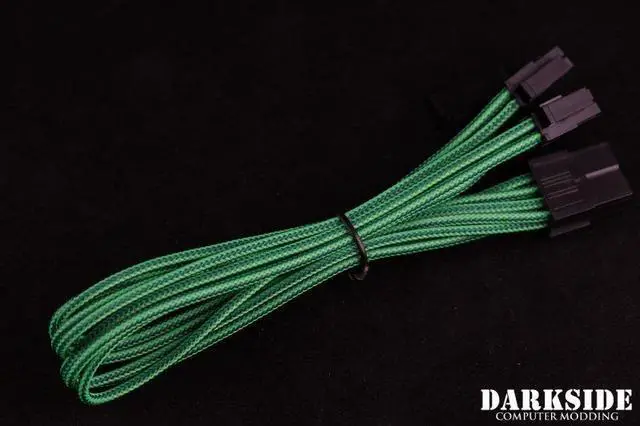 Alt view image 2 of 2 - Darkside 4+4 EPS 12" (30cm) HSL Single Braid Extension Cable - Commando UV, 4+4-Pin CPU, Green (DS-0704)