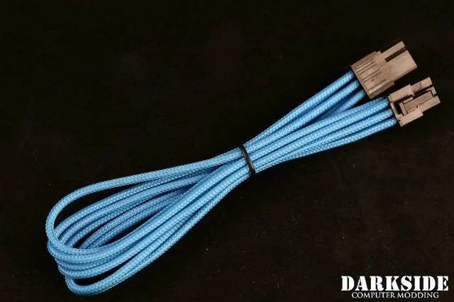 Alt view image 2 of 2 - Darkside 6-Pin PCI-E 12" (30cm) HSL Single Braid Extension Cable - Aqua Blue UV (DS-0698)