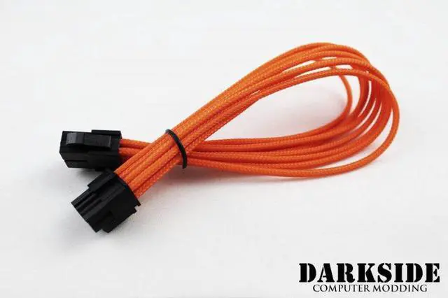 Alt view image 4 of 5 - Darkside 8-Pin PCI-E 12" (30cm) HSL Single Braid Extension Cable - Orange UV (DS-0238)