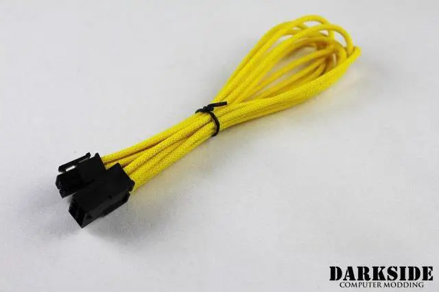 Alt view image 4 of 4 - Darkside 8-Pin PCI-E 12" (30cm) HSL Single Braid Extension Cable - Yellow II UV (DS-0436)
