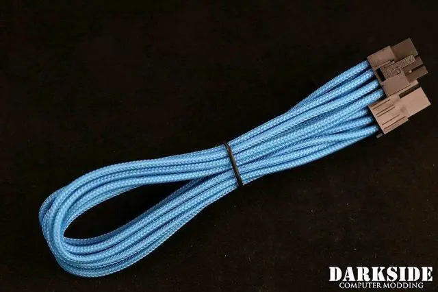 Alt view image 2 of 2 - Darkside 8-Pin PCI-E 12" (30cm) HSL Single Braid Extension Cable - Aqua Blue UV (DS-0697)
