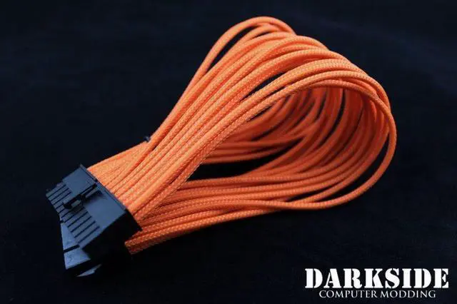 Alt view image 5 of 5 - Darkside 24-Pin ATX 12" (30cm) HSL Single Braid Extension Cable - Orange UV (DS-0240)
