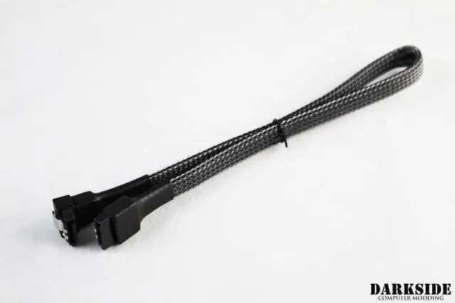 Alt view image 2 of 2 - Darkside 30cm (12") SATA 3.0 180° to 90° Data Cable with Latch - Graphite Metallic (DS-0555)